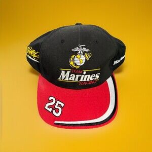 Vintage NASCAR #25 Bobby Hamilton Team Marines Racing Strapback Hat